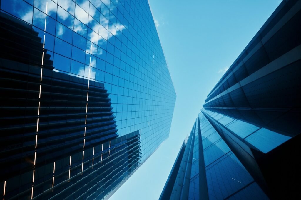 Glass towers in London's financial district